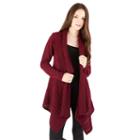 Iz Byer California, Juniors' Draped Open-work Cardigan, Girl's, Size: Xs, Dark Red