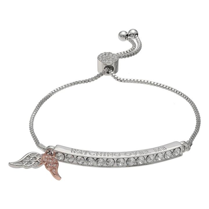 Brilliance Watching Over Me Adjustable Bracelet With Swarovski Crystals, Women's, Size: 8, White