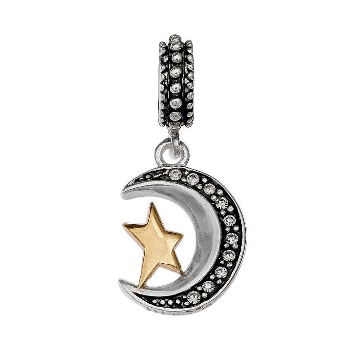 Individuality Beads Sterling Silver Crystal Love You To The Moon Charm, Women's, Multicolor