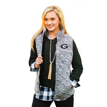 Women's Gameday Couture Georgia Bulldogs Quilted Vest, Size: Large, Med Beige