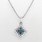 Sterling Silver 1/2-ct. T.w. Blue And White Diamond Frame Pendant, Women's, Size: 18