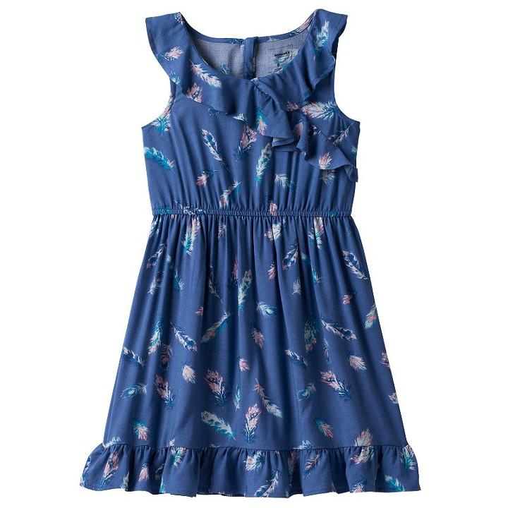 Girls 4-10 Sonoma Goods For Life&trade; Patterned Ruffled Wrap Dress, Girl's, Size: 6x, Blue (navy)