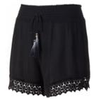 Juniors' Mudd&reg; Crochet-hem Soft Shorts, Girl's, Size: Xs, Black