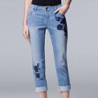 Women's Simply Vera Vera Wang Embroidered Capri Jeans, Size: 8, Brt Blue