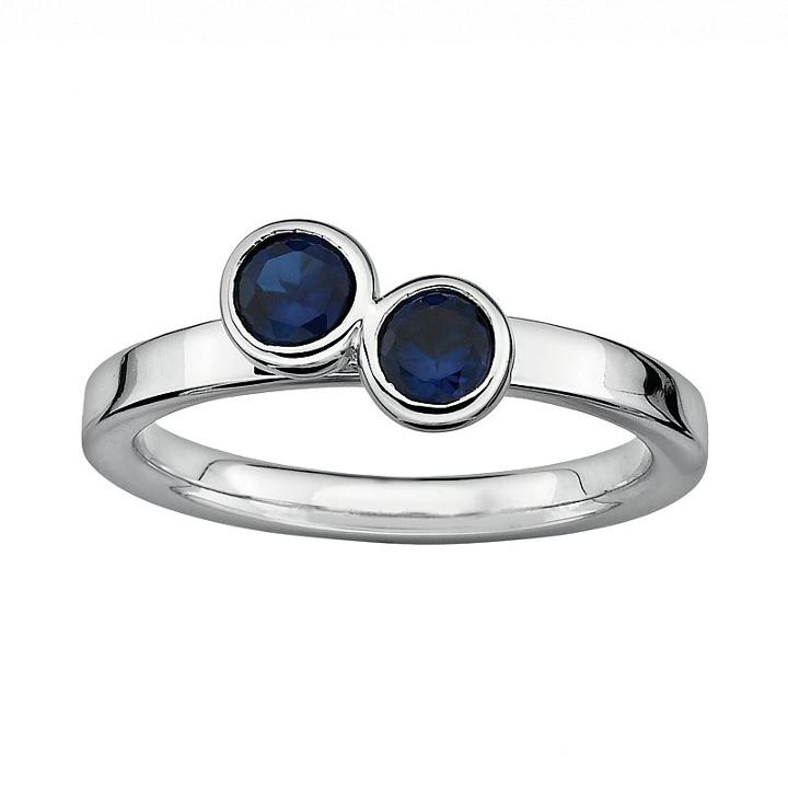 Stacks And Stones Sterling Silver Lab-created Sapphire Stack Ring, Women's, Size: 9, Blue
