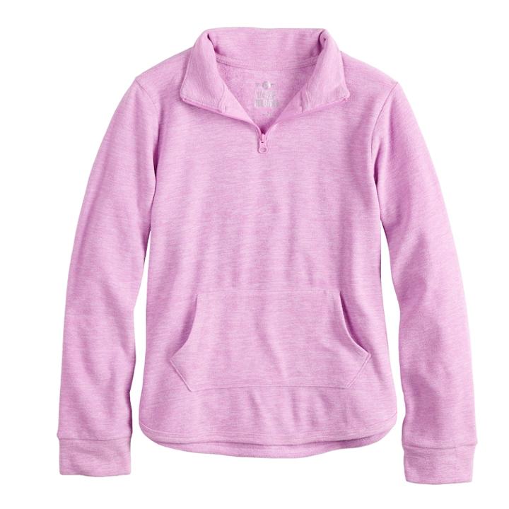 Girls 7-16 & Plus Size So&reg; Quarter-zip Microfleece Pullover, Size: 16 1/2, Lt Purple