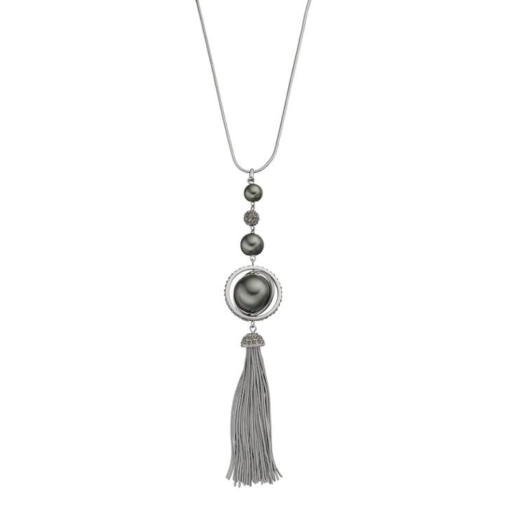Simply Vera Vera Wang Globular Tassel Pendant Necklace, Women's, Grey