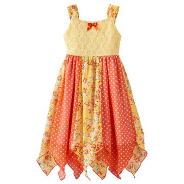 Girls 4-6x Blueberi Boulevard Floral & Dot Hanky Hem Sundress, Girl's, Size: 6, Ovrfl Oth