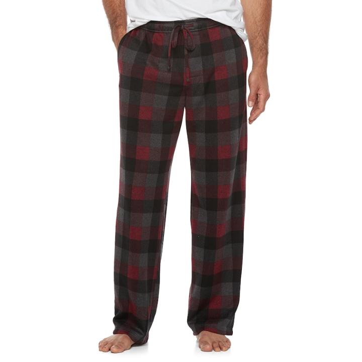 Men's Croft & Barrow&reg; Ultra Soft Fleece Lounge Pants, Size: Small, Red