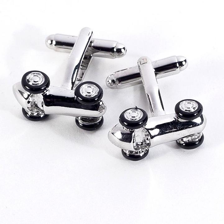Rhodium-plated Race Car Cuff Links, Men's, Multicolor