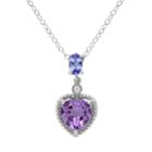 Stella Grace Amethyst, Tanzanite & Diamond Accent Sterling Silver Heart Pendant Necklace, Women's, Size: 18, Purple