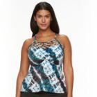 Plus Size Apt. 9&reg; Tummy Slimmer Tie-dye High-neck Tankini Top, Women's, Size: 2xl, Dark Green