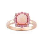 Lab-created Pink Opal & Lab-created Pink Sapphire 18k Rose Gold Over Silver Square Halo Ring, Women's, Size: 8