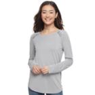 Juniors' Pink Republic Lace-up Raglan Tee, Teens, Size: Xl, Med Grey