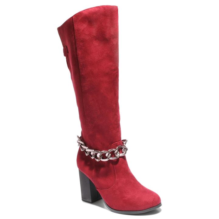 Two Lips Too Too Lean Women's Knee High Boots, Size: Medium (8.5), Med Red