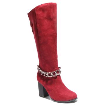 Two Lips Too Too Lean Women's Knee High Boots, Size: Medium (8.5), Med Red