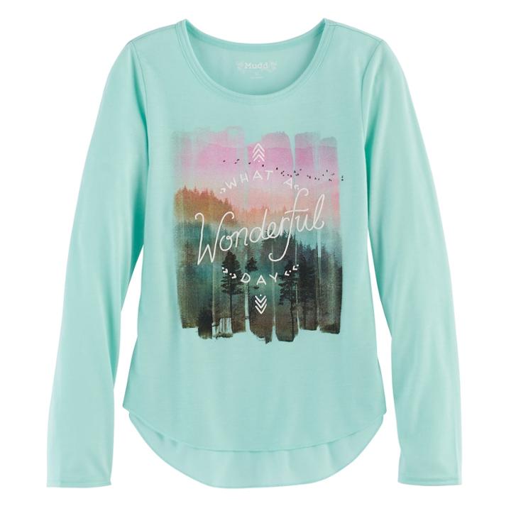 Girls 7-16 & Plus Size Mudd&reg; High-low Graphic Tee, Size: 16, Brt Green