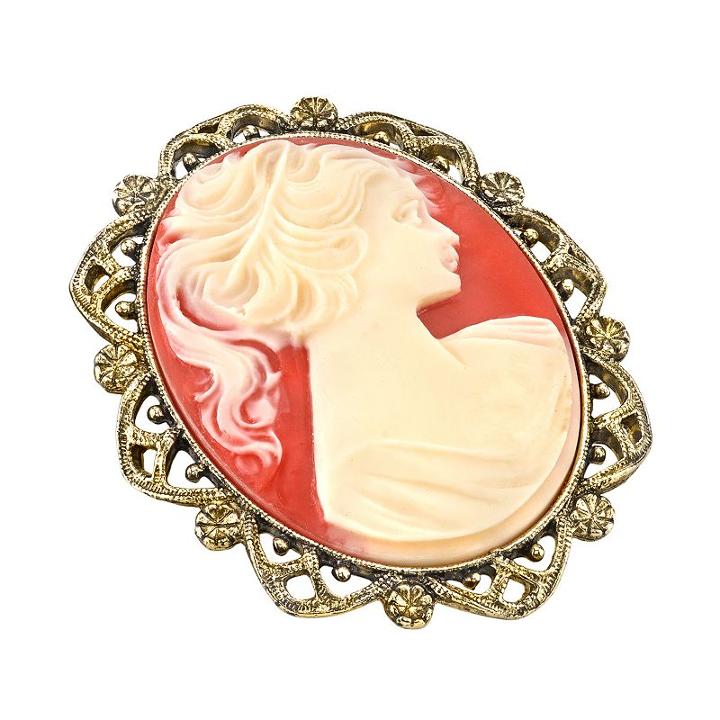 1928 Cameo Pin, Women's, Multicolor