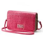Buxton Crocodile Convertible Flap Clutch, Women's, Dark Pink
