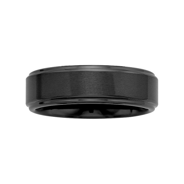 Men's Black Ceramic Wedding Band, Size: 13.50