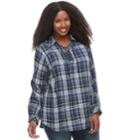Plus Size Sonoma Goods For Life&trade; Lace-up Shirt, Women's, Size: 2xl, Blue