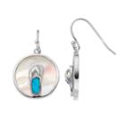 Sterling Silver Mother-of-pearl & Lab-created Blue Opal Flip-flop Disc Drop Earrings, Women's