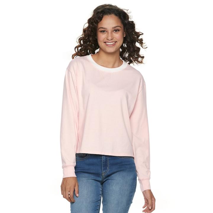 Juniors' So&reg; Crewneck Tee, Teens, Size: Small, Light Pink