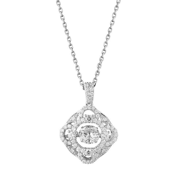Forever Classic Sterling Silver 1 3/4 Carat T.w. Lab-created Moissanite Pendant, Women's, Size: 18, White