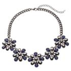 Blue Faceted Flower Statement Necklace, Women's