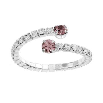 Duchess Of Dazzle Crystal Silver-plated Bypass Ring, Women's, Grey