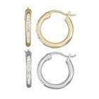 Chrystina Crystal Silver & Gold Tone Hoop Earring Set, Women's, White