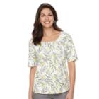 Women's Croft & Barrow&reg; Essential Elbow Sleeve Tee, Size: Medium, Med Green