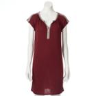 Women's Sonoma Goods For Life&trade; Embroidered Trim T-shirt Dress, Size: Small, Dark Red