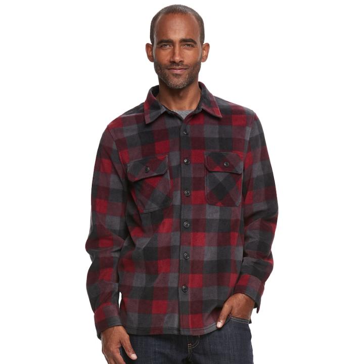 Men's Croft & Barrow&reg; Arctic Fleece Shirt Jacket, Size: Xl, Dark Red