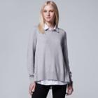 Women's Simply Vera Vera Wang Mock-layer Lace Top, Size: Xl, Light Grey