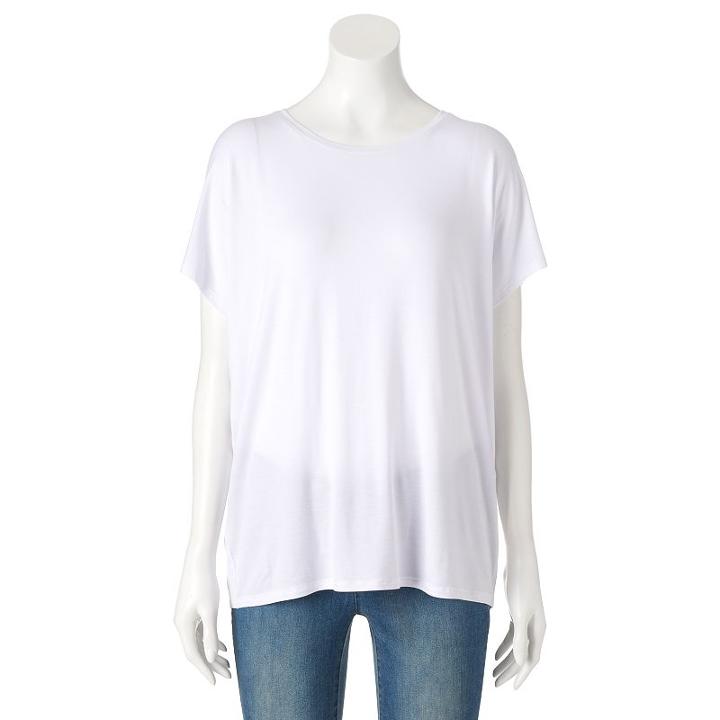 Women's Apt. 9&reg; Solid Dolman Tee, Size: Small, White