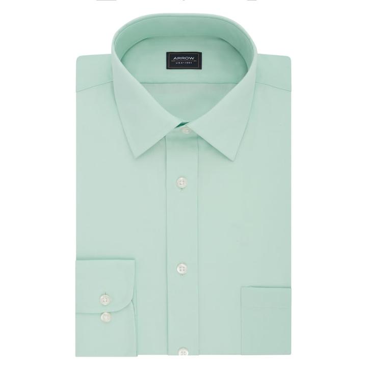 Men's Arrow Classic-fit Dress Shirt, Size: M-32/33, Lt Green