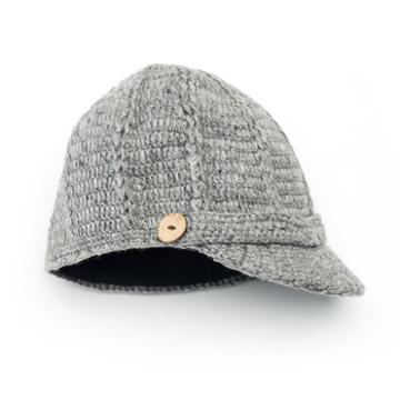 Sijjl Women's Button Brim Wool Beanie, Grey