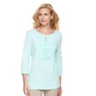 Women's Croft & Barrow&reg; Open-work Slubbed Tee, Size: Medium, Turquoise/blue (turq/aqua)