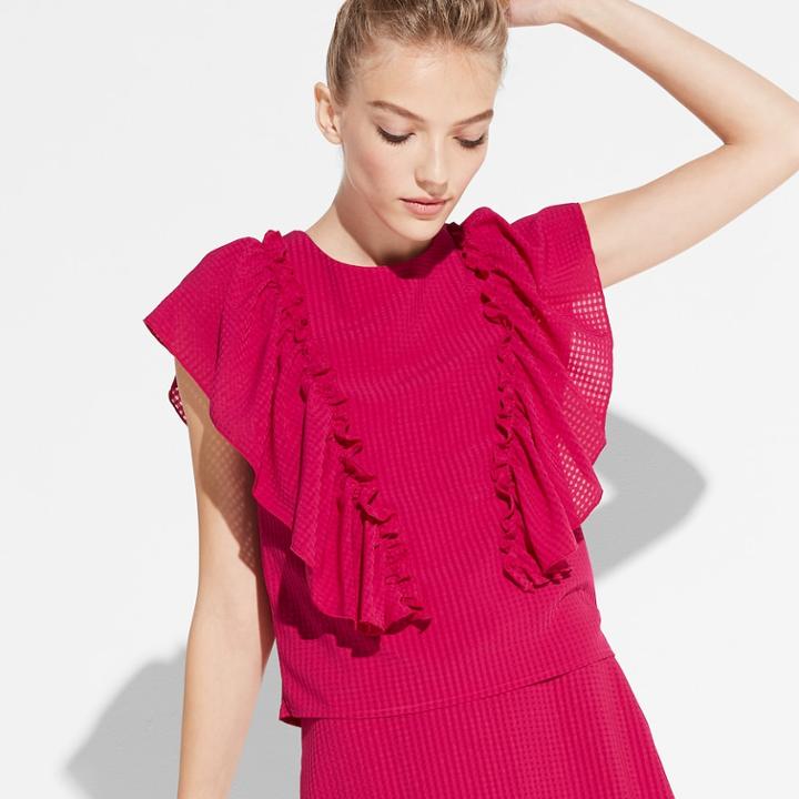 K/lab Ruffle Cap Sleeve Top, Teens, Size: Small, Dark Pink