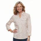 Women's Croft & Barrow&reg; Paisley Knit-to-fit Roll-tab Shirt, Size: Xxl, Dark Beige