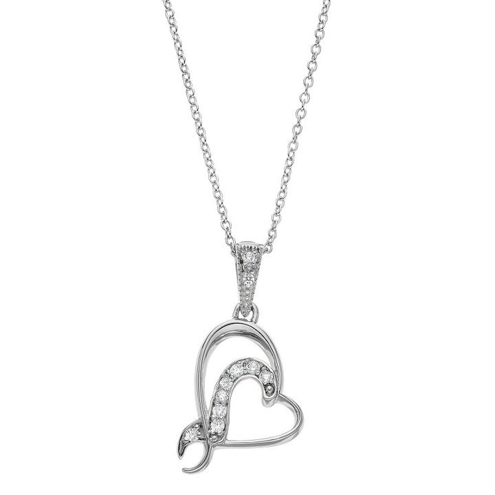 Sentimental Expressions Sterling Silver Cubic Zirconia Sister Bridesmaid Heart Necklace, Women's, Size: 18, White