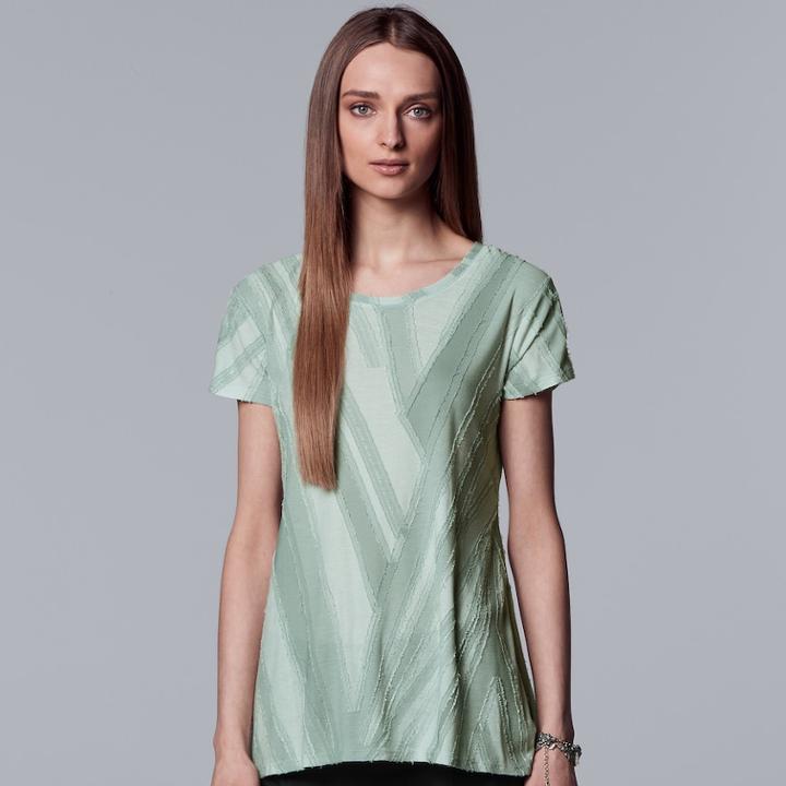 Women's Simply Vera Vera Wang Essential Textured Tee, Size: Medium, Lt Green