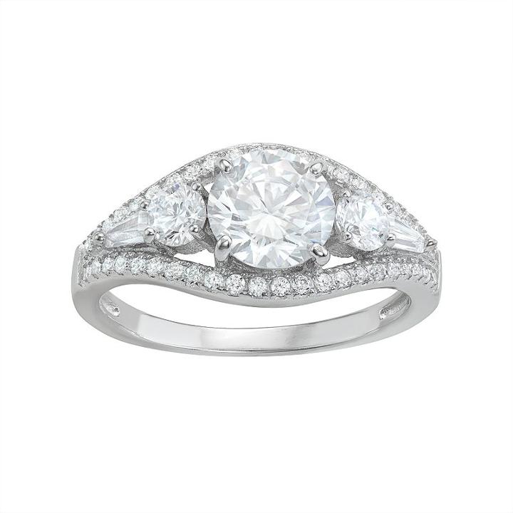 Sterling Silver Cubic Zirconia 5-stone Ring, Women's, Size: 10, White