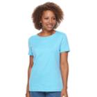 Women's Croft & Barrow&reg; Essential Classic Crewneck Tee, Size: Large, Med Blue