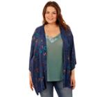 Juniors' Plus Size Wallflower Velvet Trim Tank & Kimono Set, Teens, Size: 3xl, Brt Blue