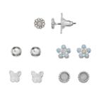 Lc Lauren Conrad Butterfly & Flower Nickel Free Stud Earring Set, Women's, Blue