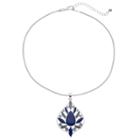 Blue Double Strand Swirl Leaf Pendant Necklace, Women's, Navy