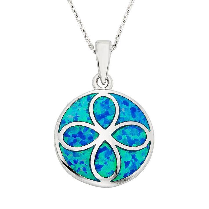 Lab-created Blue Opal Sterling Silver Eternity Pendant Necklace, Women's, Size: 18