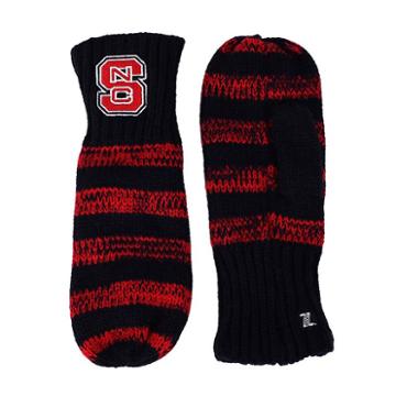 Zoozatz, Women's North Carolina State Wolfpack Striped Mittens, Multicolor